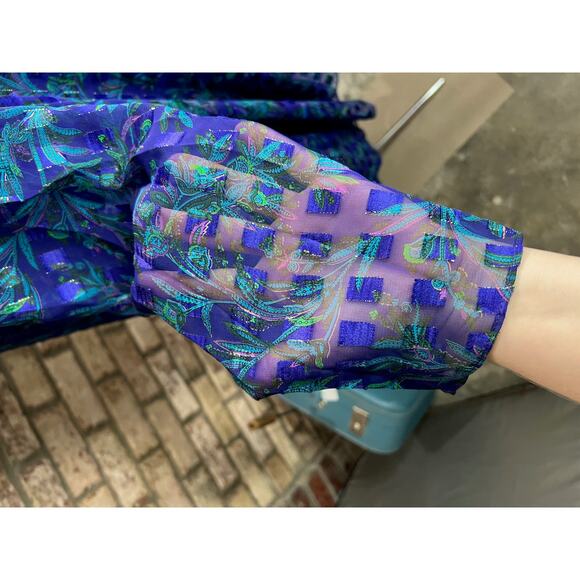 illusion dress tank tiered flutter front jacket purple blue green - Picture 15 of 16